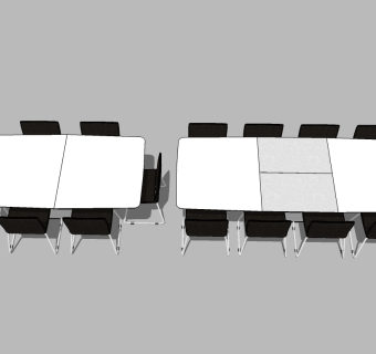 现代会议桌椅组合草图大师模型，会议桌椅sketchup模型