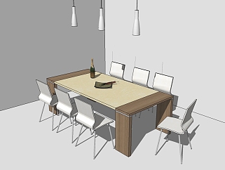 <em>现代餐桌</em>椅草图大师模型，餐桌椅sketchup模型
