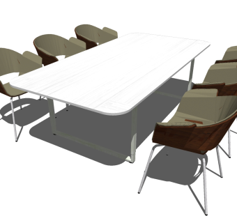 现代餐桌椅组合草图大师模型，餐桌椅sketchup模型