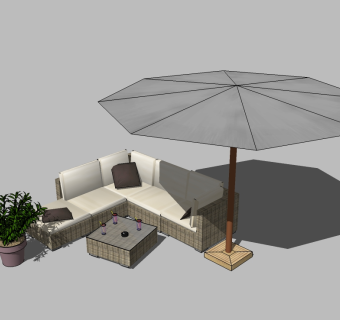 现代休闲沙发组合草图大师模型，沙发sketchup模型