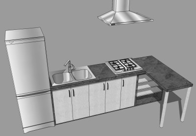 现代橱柜草图大师模型，橱柜sketchup模型