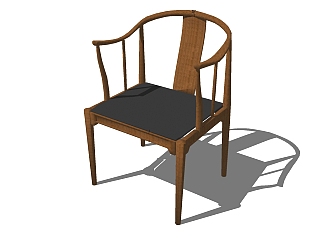 <em>中式圈椅</em>单椅草图大师模型，单椅sketchup模型