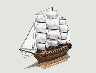 现代帆船<em>摆件</em>草图大师模型，帆船sketchup模型