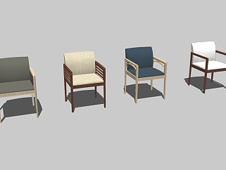 <em>现代单椅</em>组合草图大师模型，单椅sketchup模型