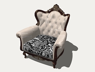 欧式古典单人沙发草图大师模型，沙发sketchup模型