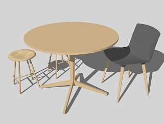 <em>北欧</em>桌椅<em>组合</em>草图大师模型，桌椅<em>组合</em>sketchup模型