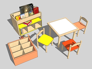 <em>现代</em>儿童<em>桌椅</em>草图大师模型，<em>桌椅</em>sketchup模型