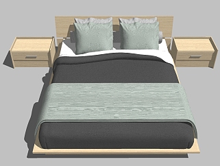 <em>现代双人床</em>草图大师模型，双人床sketchup模型