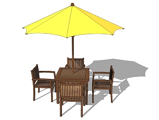 中式实木户外椅组合草图大师模型，户外椅sketchup模型
