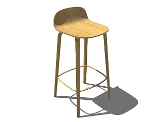现代实木<em>吧凳</em>草图大师模型，吧台凳sketchup模型