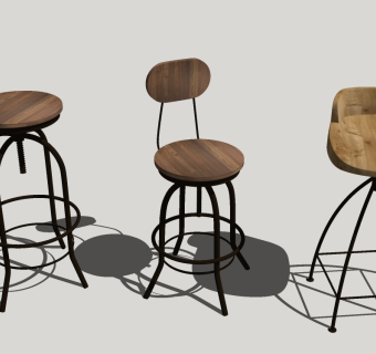 工业风吧椅组合草图大师模型，吧台椅sketchup模型