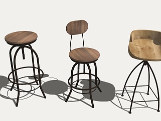 <em>工业风吧椅</em>组合草图大师模型，吧台椅sketchup模型