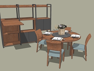 <em>北欧餐桌</em>椅组合草图大师模型，餐桌椅sketchup模型