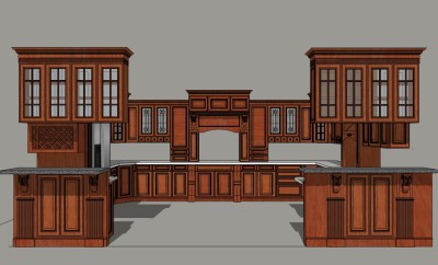 美式橱柜草图大师模型，橱柜skeychup模型