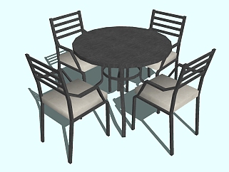 现代桌椅组合草图大师模型，桌椅sketchup模型