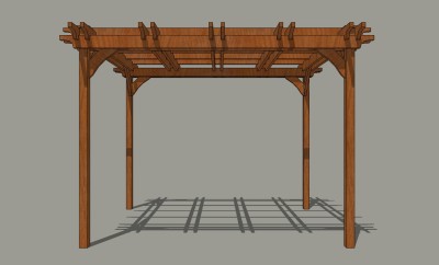 现代景观廊架草图大师模型，廊架sketchup模型