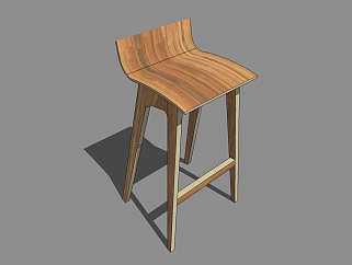 现代<em>实木</em>吧椅草图大师模型，吧台椅sketchup模型