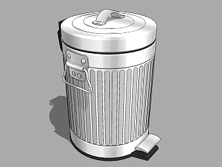 现代垃圾桶草图大师模型，垃圾桶sketchup模型