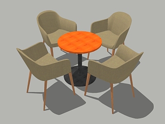 北欧桌椅组合草图大师模型，桌椅组合sketchup模型