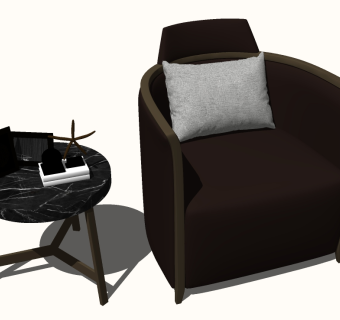 欧式简约单人沙发组合草图大师模型，沙发sketchup模型