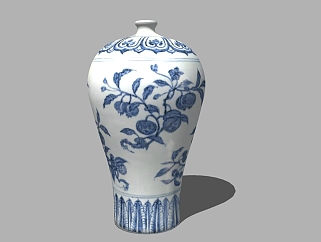 中式陶瓷<em>花瓶</em>草图大师模型，陶瓷<em>花瓶</em>sketchup模型下载