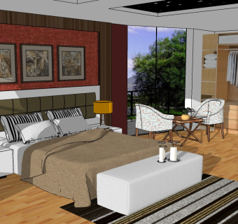 现代卧室主人房草图大师模型，卧室sketchup模型