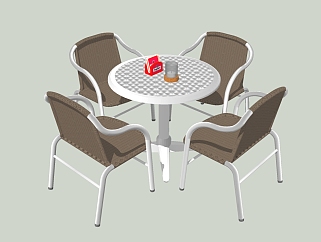 现代休闲<em>桌椅组合</em>草图大师模型，桌椅sketchup模型