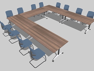 <em>现代会议桌椅</em>组合草图大师模型，会议桌椅sketchup模型