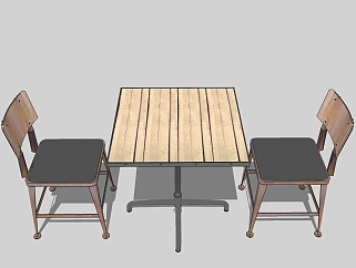 工业<em>风</em>桌椅组合草图大师模型，桌椅sketchup模型