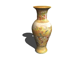 <em>中式</em>陶瓷花瓶<em>草图大师</em>模型，陶瓷花瓶sketchup模型