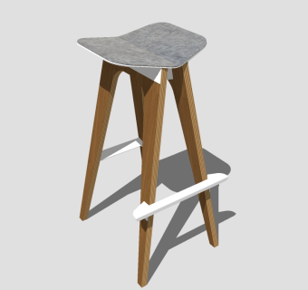 现代实木吧椅草图大师模型，吧台椅sketchup模型