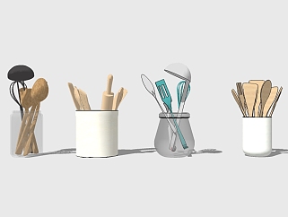 现代刀叉勺子组合草图大师模型，刀叉sketchup模型