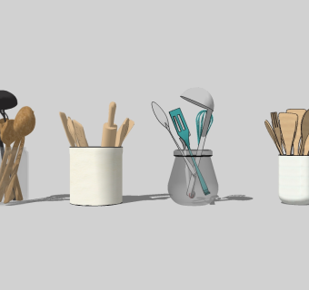 现代刀叉勺子组合草图大师模型，刀叉sketchup模型