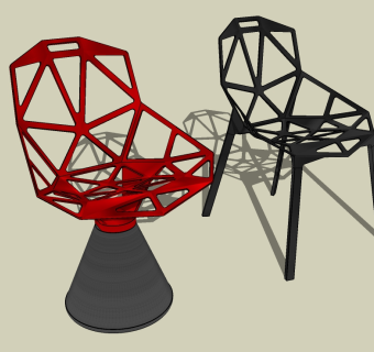 后现代金属单椅组合草图大师模型，单椅sketchup模型