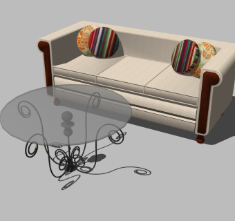 美式沙发组合草图大师模型，沙发sketchup模型