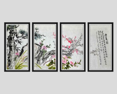 中式装饰画草图大师模型，装饰画sketchup模型