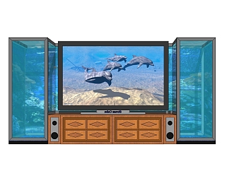 现代鱼缸电视柜草图大师模型，电视柜sketchup模型