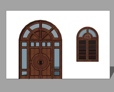 欧式实木双开门草图大师模型，双开门sketchup模型