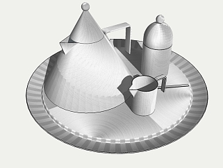 现代<em>金属茶壶</em>茶杯草图大师模型，茶壶sketchup模型