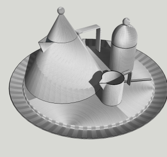 现代金属茶壶茶杯草图大师模型，茶壶sketchup模型