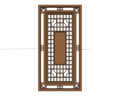 中式实木隔断草图大师模型，隔断sketchup模型