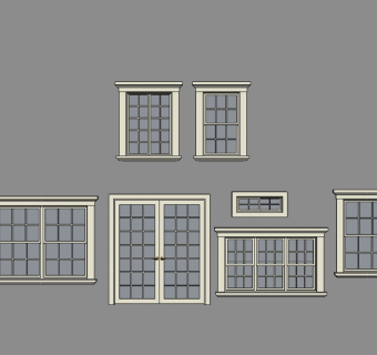 现代玻璃双开门草图大师模型，双开门sketchup模型