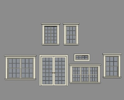 现代玻璃双开门草图大师模型，双开门sketchup模型