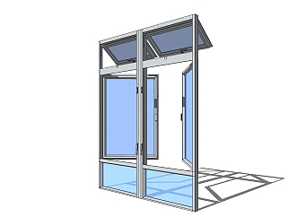 <em>现代玻璃窗户</em>草图大师模型，窗户sketchup模型