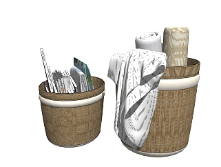 现代毛巾摆件草图大师模型，<em>竹篓</em>sketchup模型