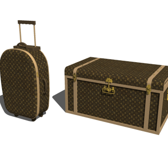 欧式古典皮箱旅行箱草图大师模型，旅行箱sketchup模型