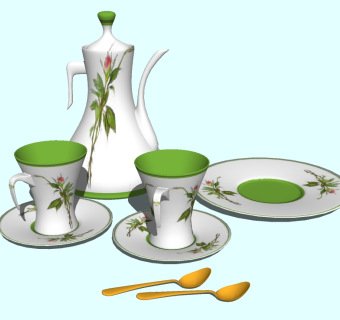 现代茶壶茶杯草图大师模型，茶壶sketchup模型