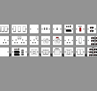 现代开关插座面板组合草图大师模型，开关插座sketchup模型