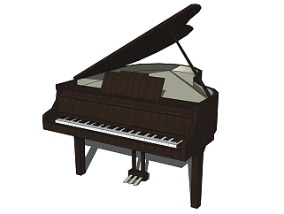 现代钢琴草图大师模型，钢琴sketchup模型