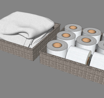 现代纸巾毛巾组合草图大师模型，毛巾sketchup模型